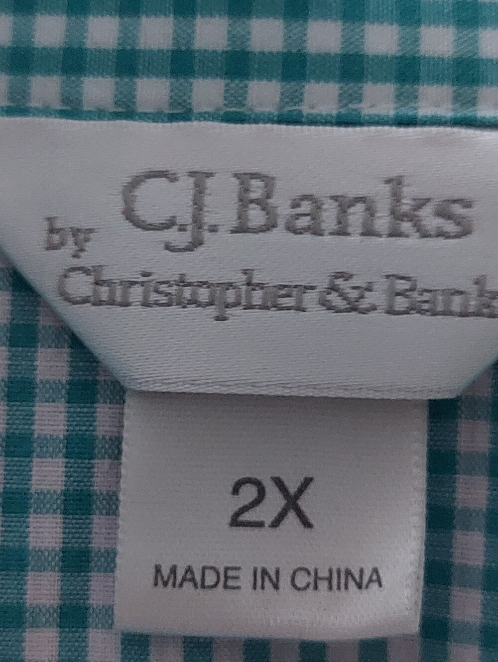 C J Banks Tourquoise Gingham Checked Blouse - Picture 5 of 8